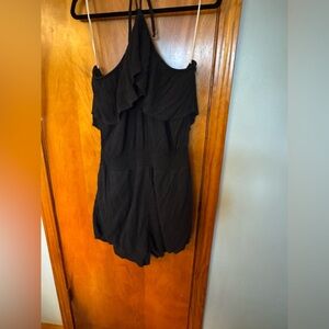 Aerie Black Ruffled Backless Bodysuit